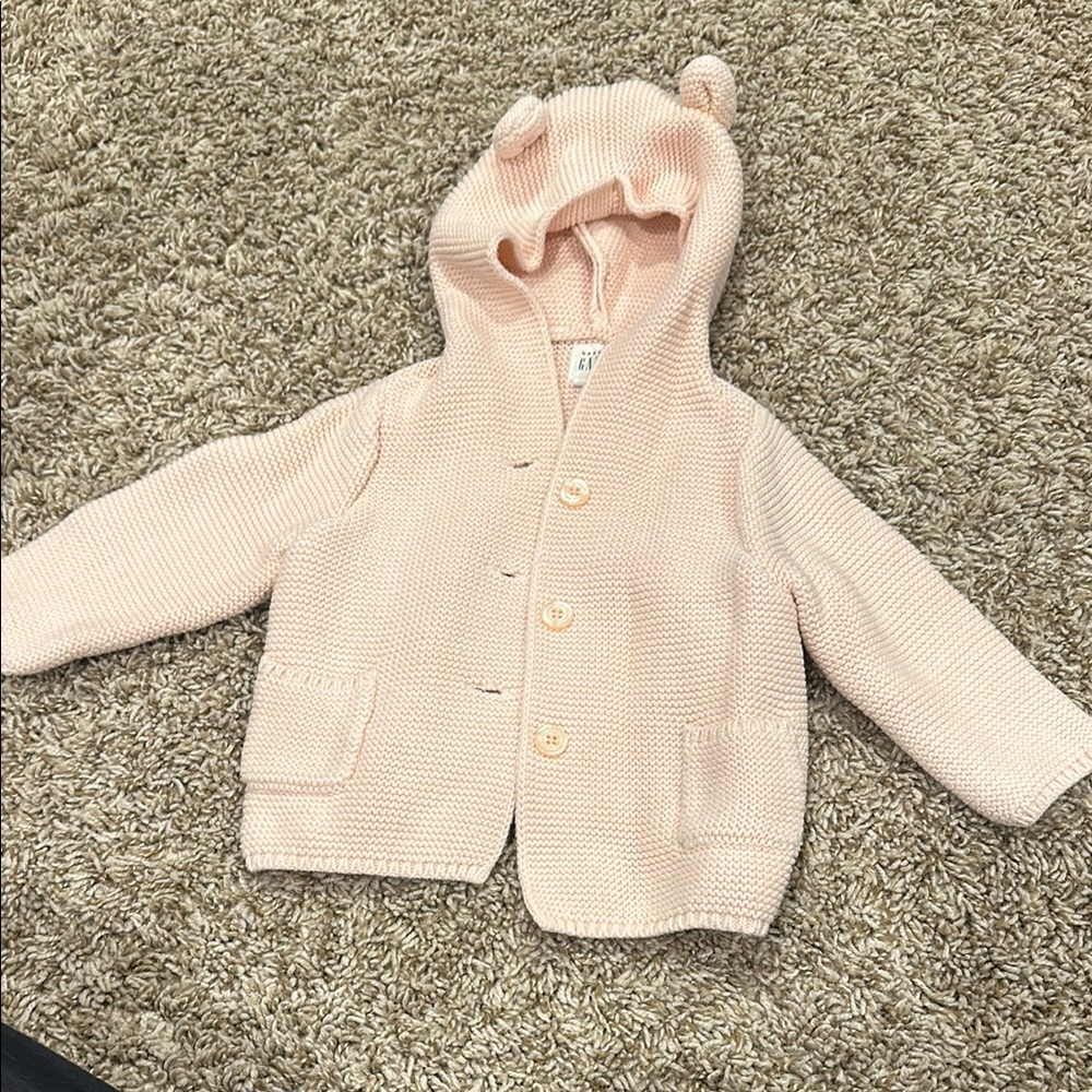 Adorable Pink Knit Baby Hoodie